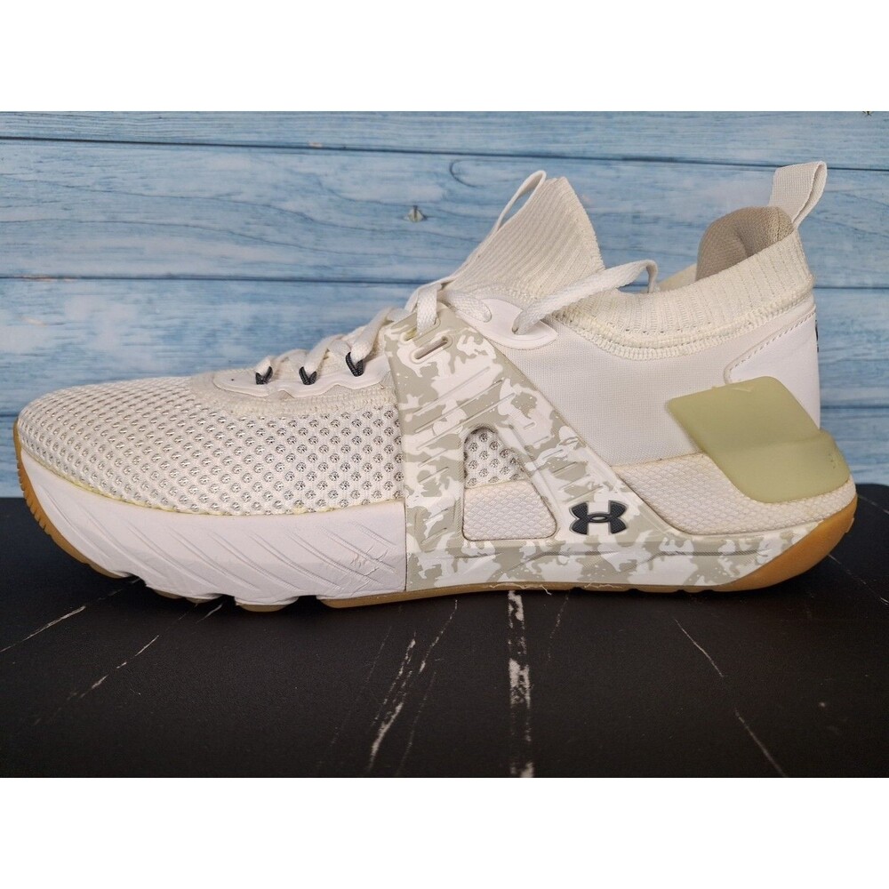 Under Armour Project Rock 4 Men's White Camo Lifting Shoes Sz 13